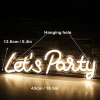 1 x RAW Customer Returns SIGNSHIP Let s Party Neon Sign Warm White LED Neon Light, USB Powered Party Neon Sign, Decorative Wall Lights for Birthday, Wedding, Graduation, Bar, Decoration - RRP €30.48