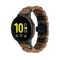 1 x RAW Customer Returns AIYIBEN Wooden Bracelet 20mm Compatible with Samsung Galaxy Watch 42mm Active Active 2 40mm 44mm , Wooden Bracelet Made of Stainless Steel Quick Release Strap Replacement Bracelet Walnut Black  - RRP €33.99