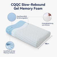 1 x RAW Customer Returns CQQC Contour Memory Foam Pillow for Neck Pain-Gel Neck Pillow for Sleeping, Side, Back, Stomach Sleepers Tencel Cover with Ventilation Breathable for CertiPUR-US - RRP €29.99