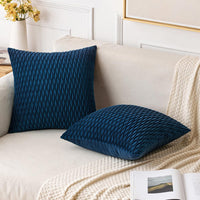 9 x Brand New MIULEE Velvet Decorative Cushion Covers, 45cm x 45cm Square Cushion Covers for Sofa Bedroom with Invisible Zipper 18x18 Inch Dark Blue Sets of 2 - RRP €183.6