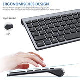 1 x RAW Customer Returns Keyboard Mouse Set Wireless - German USB QWERTZ Wireless Keyboard Small Mouse Ultra Thin Quiet Ergonomic Keyboard for Computer PC Laptop Smart TV Windows - Silver White Black  - RRP €32.22