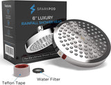 1 x RAW Customer Returns SparkPod Fixed Shower Head - High Pressure Rain - Luxury Modern Chrome Look - Easy Tool Free Installation - The Perfect Adjustable Replacement Chrome, 15cm Round  - RRP €49.95