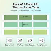 1 x RAW Customer Returns NELKO Original P21 Label Tape, Adapted Label Printing Paper, 14 x 40 mm, Standard Replacement for Laminated Labelling, Multipurpose P21, 180 Tapes Roll, 3 Rolls, Green - RRP €18.0