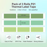 1 x RAW Customer Returns NELKO Original P21 Label Tape, Adapted Label Printing Paper, 14 x 40 mm, Standard Replacement for Laminated Labelling, Multipurpose P21, 180 Tapes Roll, 3 Rolls, Green - RRP €18.0