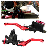 1 x RAW Customer Returns RUIRUIY Universal 7 8 inch Motorcycle Brake Clutch Lever, Hydraulic Adjustable Upper Brake Pump Clutch Lever Handle Assembly Red  - RRP €30.77