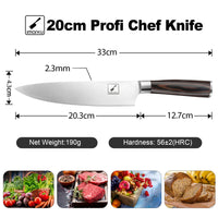 1 x RAW Customer Returns Kitchen knife, imarku 20CM professional knife, ultra-sharp chef s knife, German stainless steel, Japanese knife with ergonomic Pakka wood handle - RRP €39.99