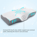 1 x RAW Customer Returns NOFFA Memory Foam Neck Pillow, Orthopedic Cooling Bed Pillow, Orthopedic Dormouse Pillow, Cooling Sleeping Pillow for Back and Stomach Sleepers - RRP €39.99