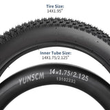 1 x RAW Customer Returns YunSCM Pack of 2 14 Inch Bicycle Tires 14x1.95 Coat 50-254 Plus Pack of 2 14 Inch Tube 14x1.75 2.125 AV32mm Valve Compatible 50 54-254 Bicycle 14x1.90 14x1.95 14x2.0 Tire and Tube - RRP €38.22