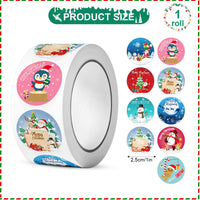 1 x Brand New 500 Pcs 1 Roll Christmas Cartoon Stickers 1 Inch Round Self Adhesive Labels Decorative Marking Stickers Easy Tear Tape for DIY Gift Book Envelopes Package Seal and Decorative A  - RRP €20.4