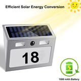 1 x RAW Customer Returns Solar House Number Illuminated with Motion Sensor Outdoor, Stainless Steel Solar House Number with Twilight Switch Waterproof, 7 LEDs Solar House Number Light with Numbers Letters, Type B - RRP €29.99