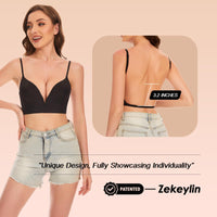 1 x RAW Customer Returns Zekeylin Bra Backless Bra for Deep Back Neckline Seamless Underwire Bra for Backless Dress Invisible Deep Cut Bras, Convertible Bras with Deep Back for Women Black, L  - RRP €32.99