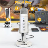 1 x RAW Customer Returns zealsound USB microphone, k66 pearl white condenser microphone for PC mobile phone, PS4 PS5, microphone PC USB C for gaming, podcast, recording, streaming, with mute gain echo, compatible with Mac, Windows - RRP €43.36