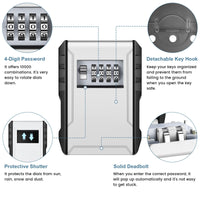 1 x RAW Customer Returns Waterproof key safe with number code and removable hooks, small key box with pre-assembled holes and screw, wall-mounted key box, key safe outside for home, garage, office, warehouse - RRP €21.42