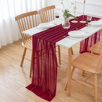 1 x RAW Customer Returns AOKSUNOVA table runner chiffon burgundy red 70 x 400cm decorative fabric wedding table decoration washable - RRP €20.16