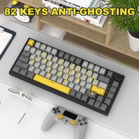 1 x RAW Customer Returns AJAZZ AK820 75 TKL Wired Mechanical Keyboard, Hot Swap Linear Switch, Gasket Mount, RGB Lighting, 82 Keys with CNC Volume Control, Poron Foam, OEM PBT Keycaps for PC Win MAC - Gray - RRP €59.78