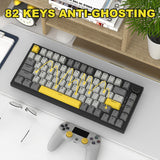 1 x RAW Customer Returns AJAZZ AK820 75 TKL Wired Mechanical Keyboard, Hot Swap Linear Switch, Gasket Mount, RGB Lighting, 82 Keys with CNC Volume Control, Poron Foam, OEM PBT Keycaps for PC Win MAC - Gray - RRP €59.78