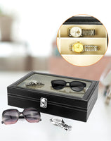 1 x RAW Customer Returns QWORK - Sunglasses Organizer Case, Glasses Organizer with 8 Compartments, Sunglasses Jewelry Collection Case - RRP €23.99