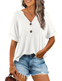 1 x RAW Customer Returns Beluring Tops Women Sexy V-Neck T-Shirts Elegant Basic Blouse Shirt White L - RRP €24.99