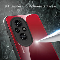 1 x RAW Customer Returns SEAHAI Case for Honor 200 Pro 5G, Ultra Thin Tempered Glass Back Soft Silicone TPU Frame Phone Case Gradient Color Case Shockproof Protective Case, Elegant Red - RRP €21.6