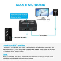 1 x RAW Customer Returns avedio links HDMI Audio Extractor, 4K 60Hz HDMI ARC Audio Extractor, HDMI to HDMI Optical Toslink SPDIF 3.5mm AUX Stereo Audio Out, HDMI Audio Converter Adapter Splitter for PS5 XBOX Fire Stick - RRP €29.88