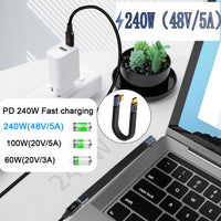 1 x RAW Customer Returns QIANRENON 240W USB4.0 C 90 Angle PD Fast Charging Short Cable 40Gbps USB C Male to Right Angle Male Flat Flexible Data Cable, for Thunderbolt 3 4 Power Bank, 13cm 5.1in Side Bend  - RRP €17.14