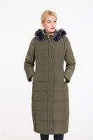 1 x RAW Customer Returns Polydeer Puffer Jacket Max Long Thickened Hooded Coat Vegan Down Winter Parka Women Amy Green Medium - RRP €115.08