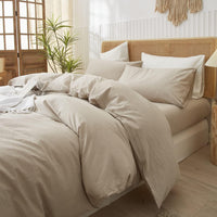 1 x RAW Customer Returns Lanqinglv bed linen 200x200cm cotton beige soft cotton bed linen set - 1 renforce duvet cover 2 pillowcases 80 x 80 cm with zipper - RRP €37.3