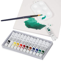 1 x RAW Customer Returns Falling in Art Beechwood Table Easel Set with 12 Tubes of Acrylic Paints, Canvas Panels, Brushes, Palette - 23 Pieces Acrylic Artist Painting Tools Kit for Adults, Beginners, Kids - RRP €36.29