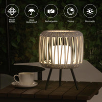 1 x RAW Customer Returns light to hope LED table lamp wireless rattan bedside lamp dimmable 2700K warm white IP44 waterproof battery table lamp for bedroom, garden, dining table, balcony, hotel - RRP €56.46