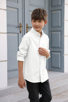 1 x RAW Customer Returns Boys long-sleeved shirts, cotton casual shirt, children s plain shirt top with chest pocket, white, 4-6 years - RRP €25.99