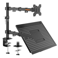 1 x RAW Customer Returns REDBAT monitor arm with laptop compartment, dual screens, fully adjustable for 13 to 32 inch LCD LED screens up to 8kg notebook up to 16 inches, tilt, swivel rotate, 2 mounting options - RRP €49.99