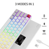 1 x RAW Customer Returns Newmen GM610 Gaming Keyboard, 60 White Gray, with Additional Keycap Game, RGB Mechanical Keyboard, Wireless, Bluetooth and Wired, Upgradeable for Win Mac Android, Gamer Keyboard - RRP €20.4