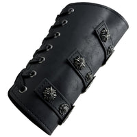 1 x RAW Customer Returns HiiFeuer Medieval PU Leather Buckle Arm Armor, Knight Larp Halloween Costume Black  - RRP €24.0