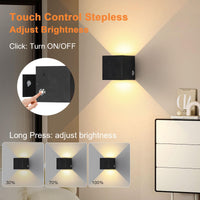 1 x RAW Customer Returns ENCOFT LED wall light indoor without power connection, rechargeable wall lamp battery with touch dimmable switch up-down wall light for bedroom living room stairs hallway, warm white, black - RRP €34.27