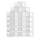 1 x RAW Customer Returns SONGMICS Transparent Shoe Boxes, 18 Shoe Boxes, Foldable Organizers, Size 44, Stackable, to Display Sneakers, High Heels, Transparent and White LSP106W18 - RRP €60.99