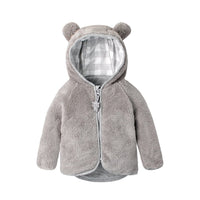 1 x RAW Customer Returns Volunboy Baby Boys Sherpa Fleece Jacket, Full Zipper Lined Hoodies Winter Coat Jacket 12-18 months, Grey, Size 80  - RRP €24.0