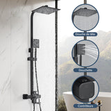 1 x RAW Customer Returns Cesinkin shower column black brushed shower shelf shower shelf shower set wall shower set robust adjustable height 750 - 1100 mm with hand shower - RRP €130.0