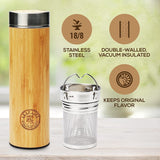 1 x RAW Customer Returns LeafLife tea bottle with strainer to go - 500ml tea infuser made of bamboo - tea bottle to go for tea leaves coffee - keeps hot cold for 12 hours - tea gift - mom gift - RRP €19.16