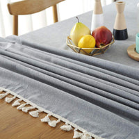 1 x RAW Customer Returns meioro Solid Color Tassel Tablecloth Rectangular Tablecloth Cotton Linen Tablecloth Suitable for Home Kitchen Decoration, Various Sizes - RRP €19.15