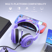 1 x RAW Customer Returns Somic G951S Purple Gaming Headset with Microphone, Girls Women Detachable Cat Ear Headphones with Volume Control for Xbox One, Switch, PS4 3.5mm Jack - RRP €45.99