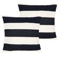 1 x RAW Customer Returns jerbro Striped Cushion Cover Waterproof Linen Look Decorative Cushion Cover for Living Room Bedroom Sofa 18 x 18 Black and Beige 2  - RRP €22.8