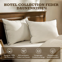 1 x RAW Customer Returns BPC Organic Feather and Down Pillow, 40x80 Set of 2, Luxurious 3-Bedroom Hotel Bed Pillow, 40x80cm Pillow Filled with Goose Down and 100 Cotton Cover, White - RRP €49.99