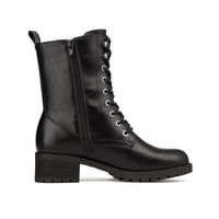 1 x RAW Customer Returns DREAM PAIRS Mid-calf women s boots, lace-up boots, silhouette, comfortable zip, warm lining, lug sole, inner zip DMB214 BLACK-PU 40 EUR  - RRP €27.65