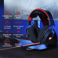 1 x RAW Customer Returns Redragon H510 Zeus-X RGB - Wireless Gaming Headset with 7.1 Surround Sound - 53MM Audio Drivers on Memory Foam Ear Cushions with Durable Fabric Cover - RRP €70.81