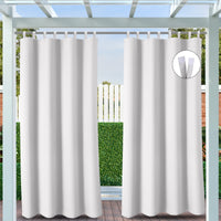 1 x RAW Customer Returns Clothink Outdoor Curtains Velcro 132x245cm Grey-White 2 Pieces Balcony Curtain Loops Opaque Privacy UV Protection Against Weather Garden Balcony Yard - RRP €43.31