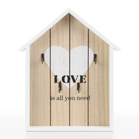 1 x RAW Customer Returns efuturetime Wooden Wall Key Hanger, 29.5 21.5 3.5cm, Hang Keys with 6 Hooks, Keep Keys, Hang Keys for Home Entrance, White, Love Model - RRP €17.23