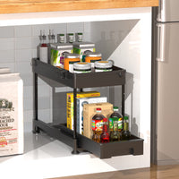 1 x RAW Customer Returns Ronlap 2 tier under sink shelf, kitchen sink cabinet shelf with pull-out drawer, under cabinet shelf, spice rack, kitchen cabinet organizer, white - RRP €19.15