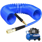 1 x RAW Customer Returns Acboor compressed air hose, 7.5 meter fabric-reinforced PU compressed air spiral hose, inner diameter 6.5 mm outer diameter 10 mm with German DN 7.2 air pressure hose connection, compressor hose bend limiter, blue - RRP €19.09