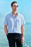 1 x Brand New GAMISOTE Men s Casual Shirt Short Sleeve Cotton Summer Shirt Button Down Summer Shirt Regular Fit - RRP €28.21