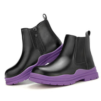 1 x Brand New Hawkwell Boys Girls Ankle Boots Unisex Kids Chelsea Booties with Side Zip, Black Purple EU 28 - RRP €39.99